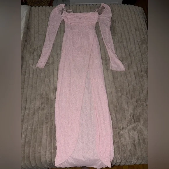Oh Polly | Dresses | Embellished Cowl Neck Maxi Dress In Blush | Poshmark